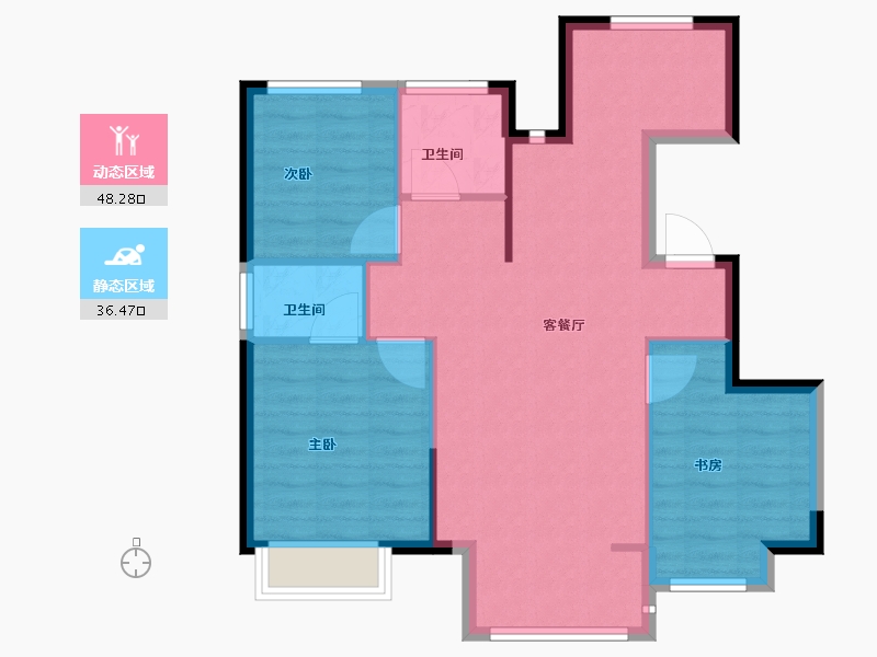 天津-天津市-中建·壹方九里-76.80-户型库-动静分区