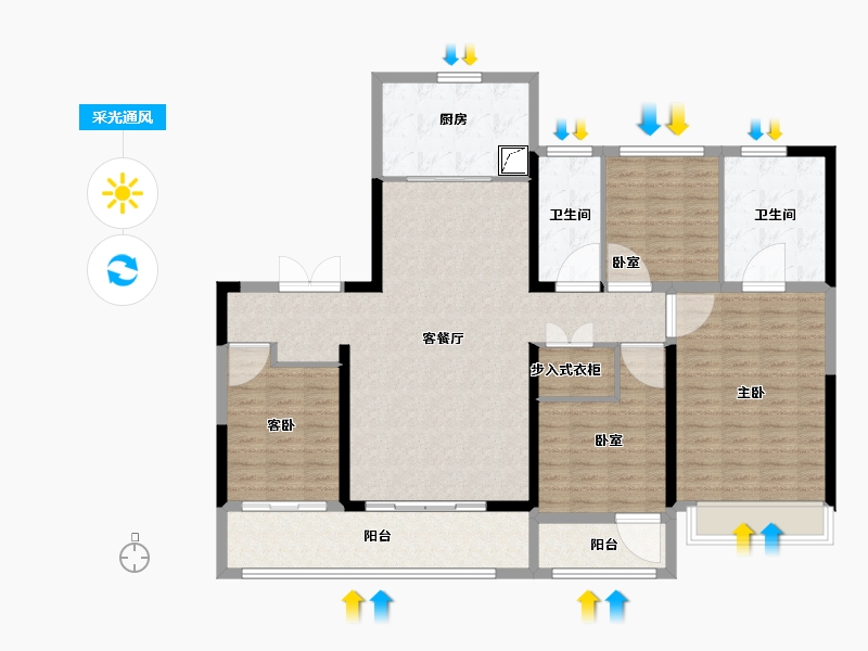 浙江省-杭州市-秦望府-133.60-户型库-采光通风