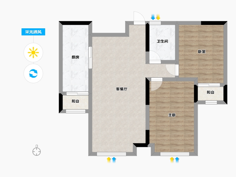 吉林省-长春市-保利香槟-74.74-户型库-采光通风