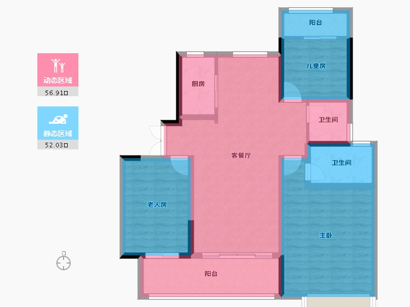 江苏省-南京市-昱龙府-97.60-户型库-动静分区