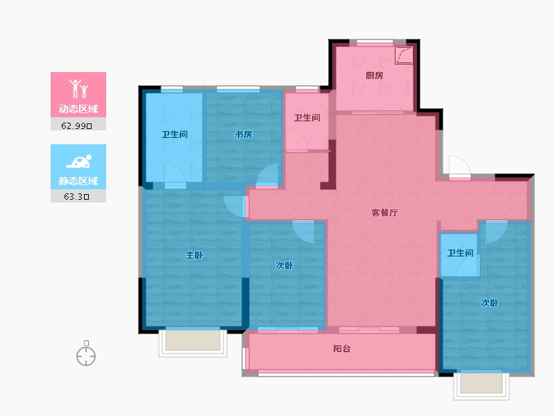 江苏省-南京市-中建熙元府-113.61-户型库-动静分区