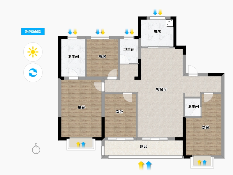 江苏省-南京市-中建熙元府-113.61-户型库-采光通风