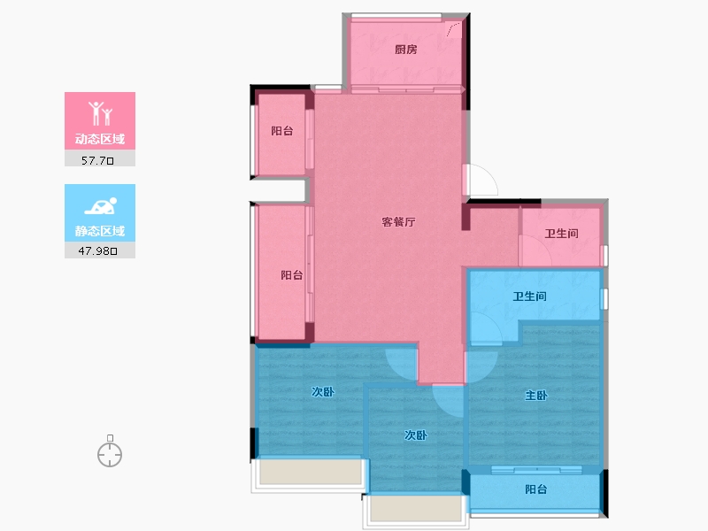 浙江省-杭州市-桃李春风如山-96.00-户型库-动静分区