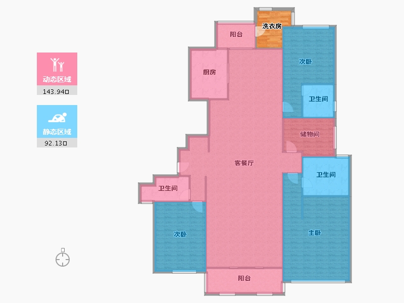 浙江省-金华市-义乌欧景名城-213.00-户型库-动静分区