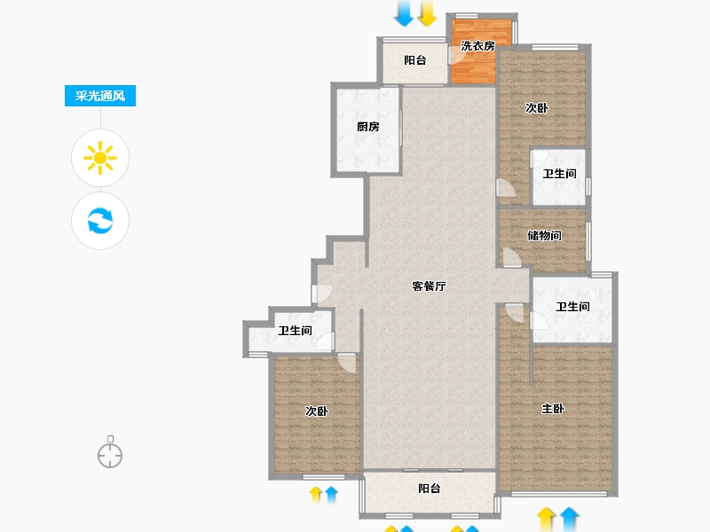 浙江省-金华市-义乌欧景名城-213.00-户型库-采光通风