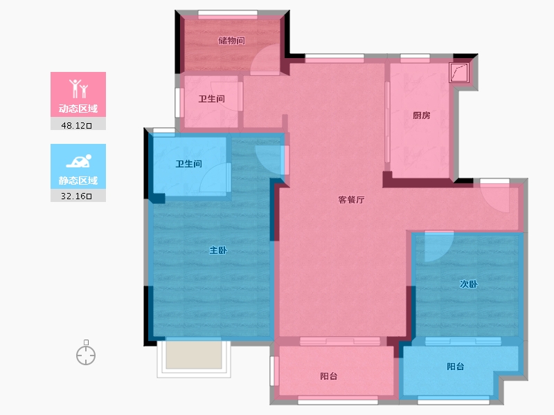 江苏省-南京市-北京城建西华龙樾-70.41-户型库-动静分区