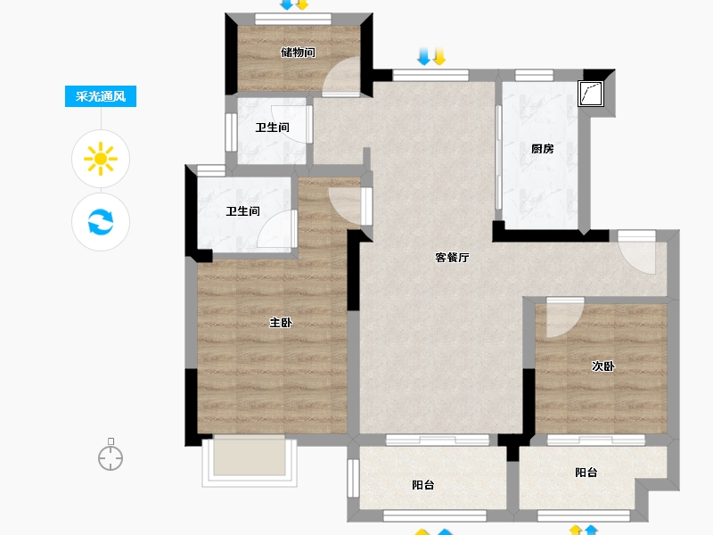 江苏省-南京市-北京城建西华龙樾-70.41-户型库-采光通风