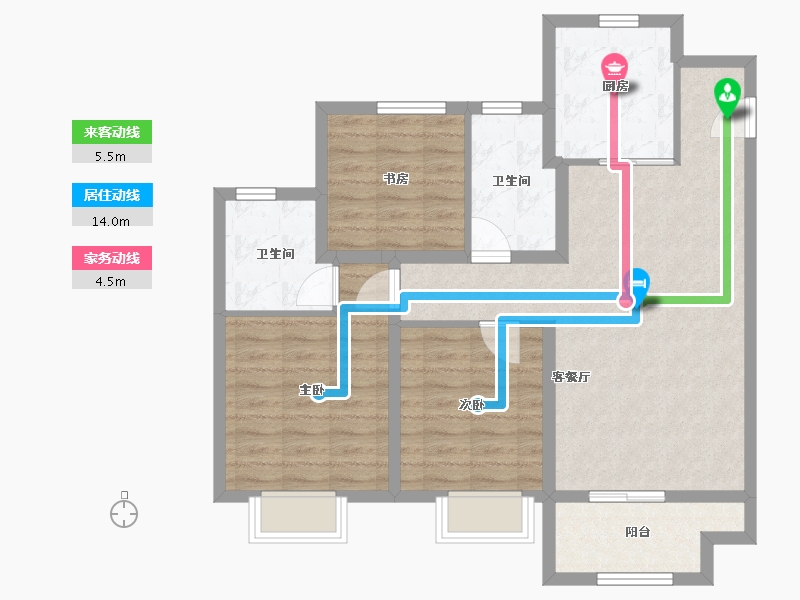 天津-天津市-中梁石榴·滨海湾-84.80-户型库-动静线