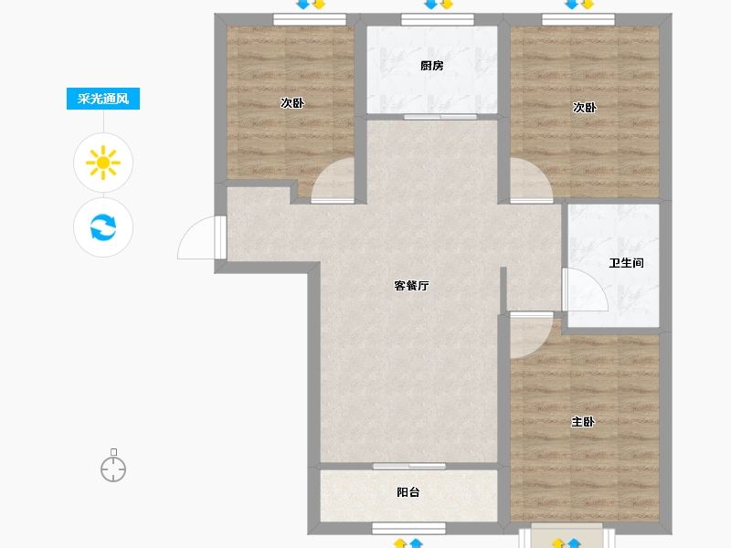 河北省-保定市-鹏渤·印象城-76.21-户型库-采光通风