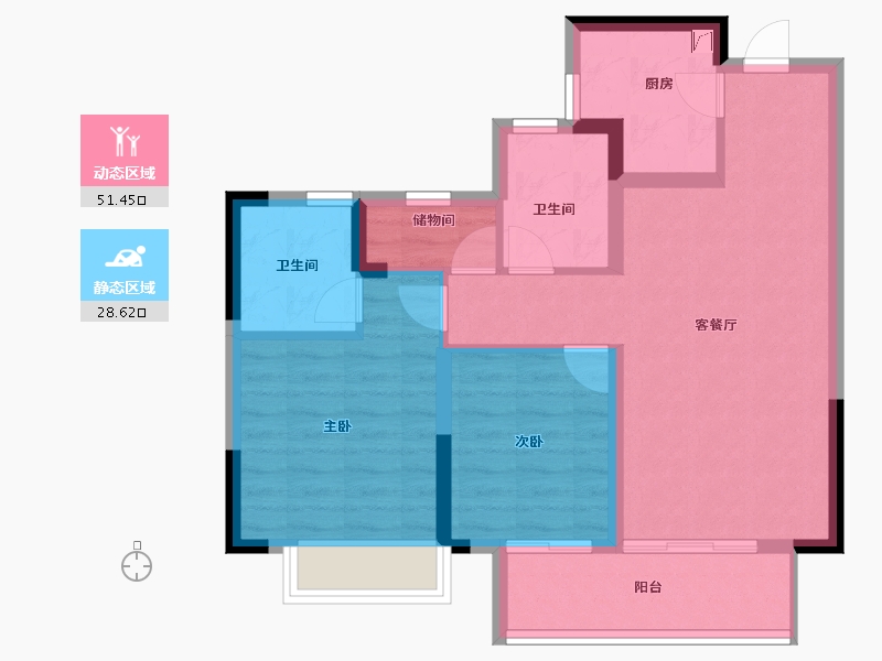 浙江省-杭州市-越秀归悦里-71.00-户型库-动静分区