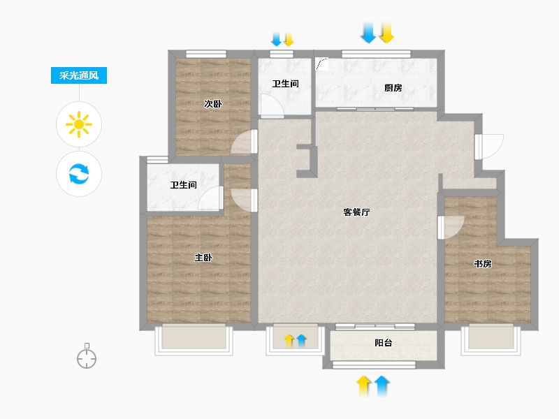 天津-天津市-​复地·林与里-96.00-户型库-采光通风