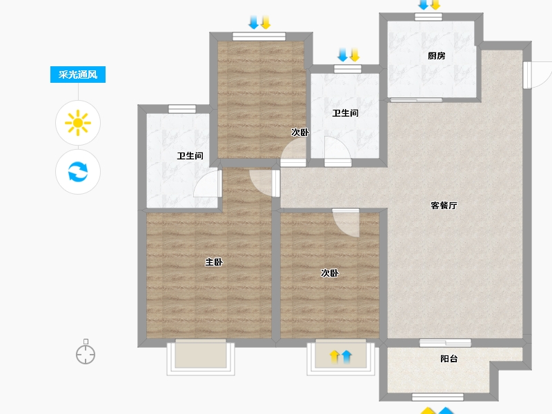 天津-天津市-中梁石榴·滨海湾-92.80-户型库-采光通风