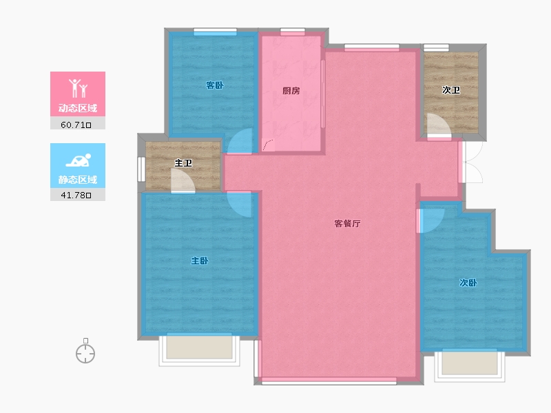 天津-天津市-新城玺樾潮鸣-102.09-户型库-动静分区