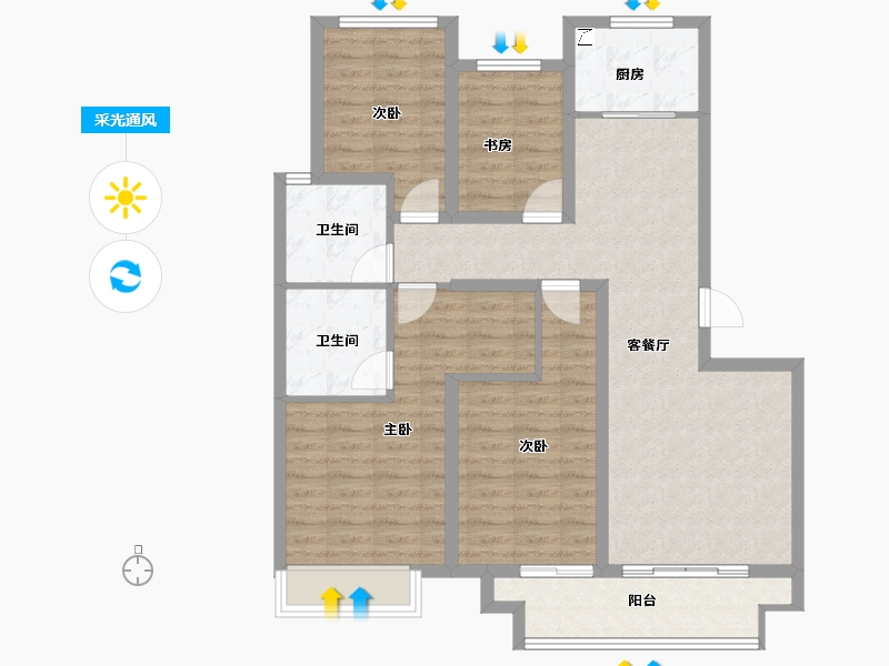 浙江省-杭州市-融创金成璞樾大观-101.00-户型库-采光通风