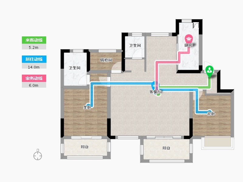 江苏省-南京市-北京城建西华龙樾-96.01-户型库-动静线