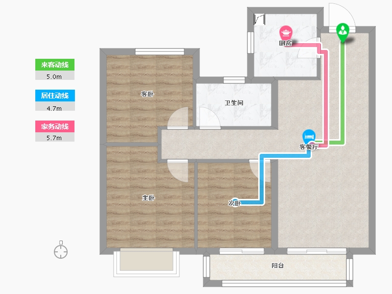 天津-天津市-新城玺樾潮鸣-76.48-户型库-动静线