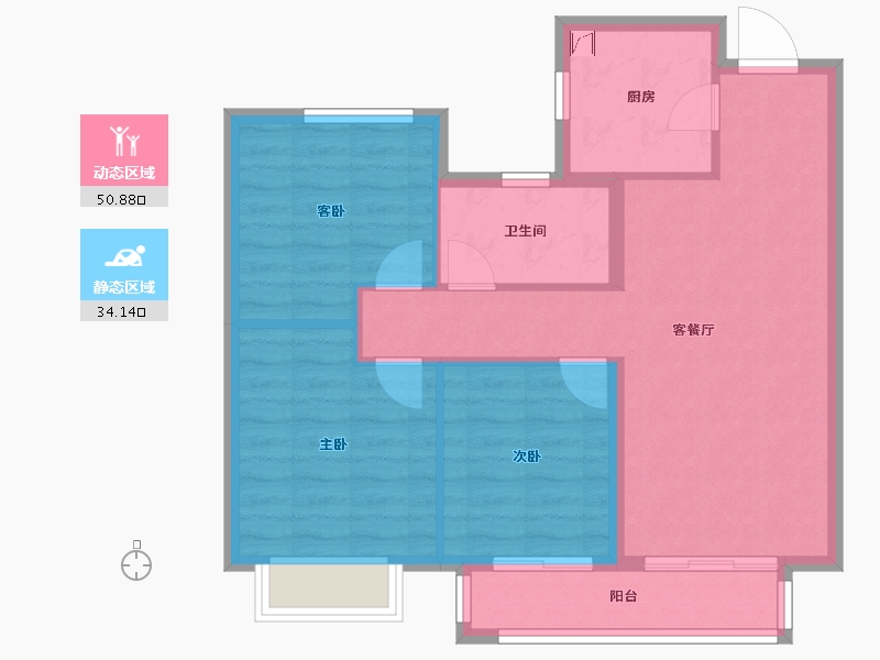 天津-天津市-新城玺樾潮鸣-76.48-户型库-动静分区