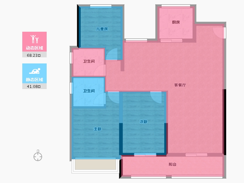 浙江省-杭州市-湖畔澄庐-98.39-户型库-动静分区