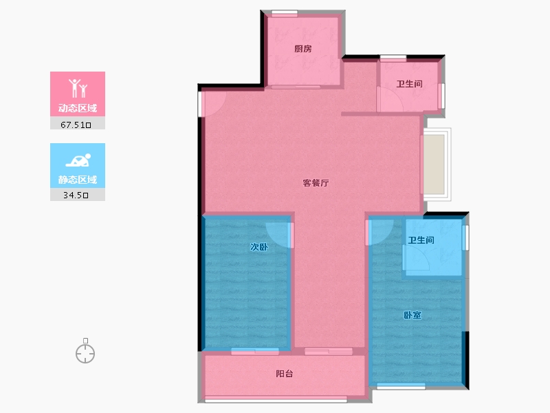 浙江省-杭州市-湖畔澄庐-92.00-户型库-动静分区