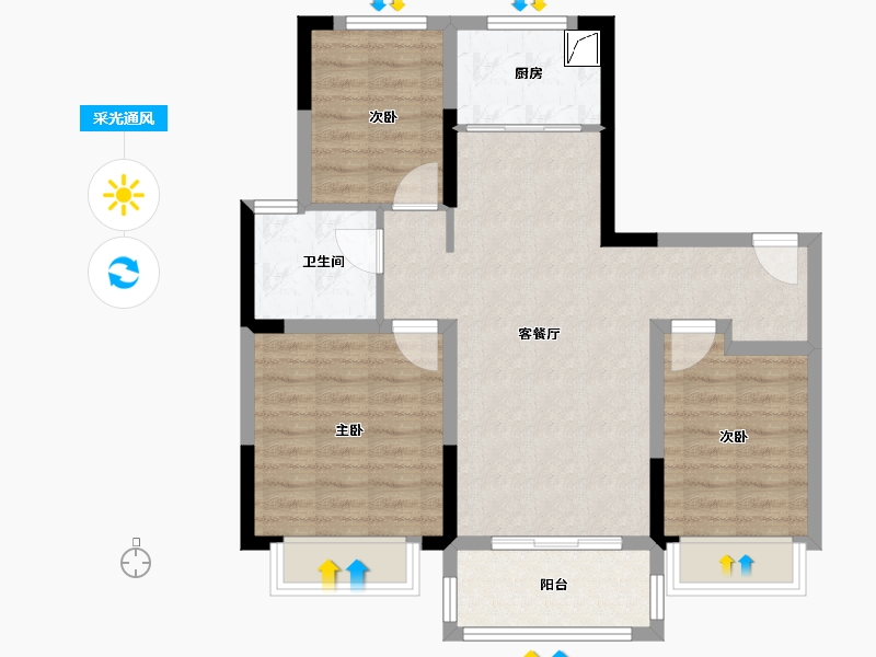 江苏省-南京市-中建熙元府-76.00-户型库-采光通风