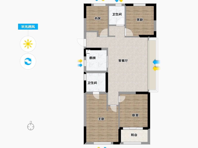 浙江省-杭州市-华景川·云萃天和城-95.00-户型库-采光通风