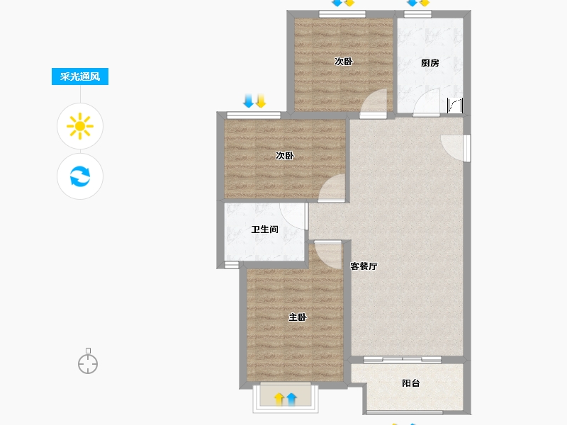 河北省-廊坊市-金威·京南生态城-90.00-户型库-采光通风