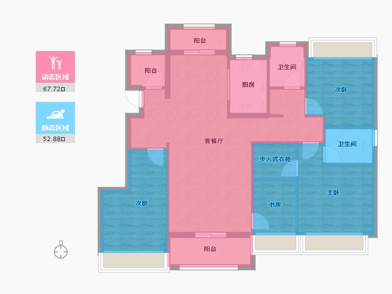 江苏省-南京市-南京高淳雅园-108.80-户型库-动静分区