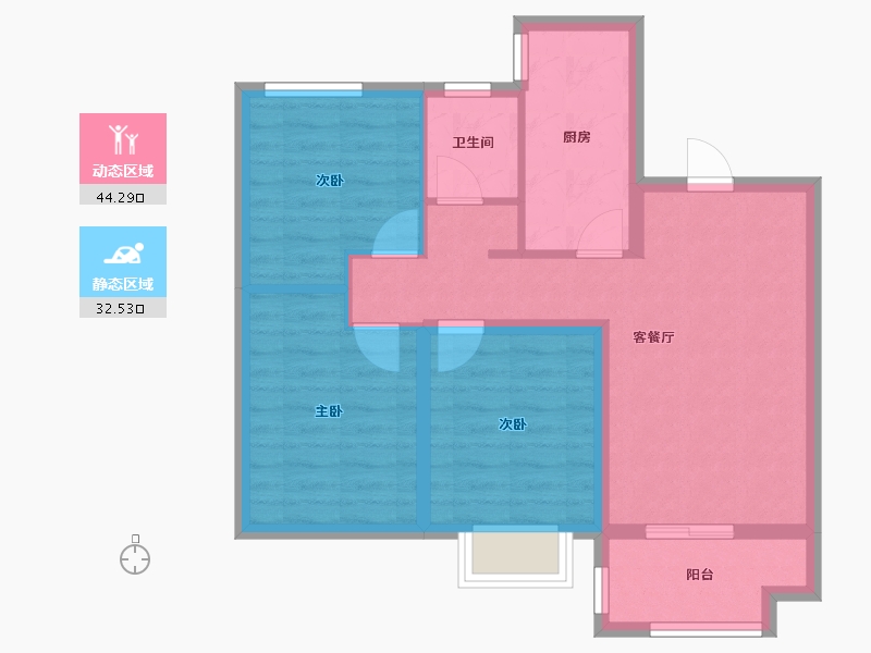 江苏省-南京市-荣盛花语馨城-68.00-户型库-动静分区