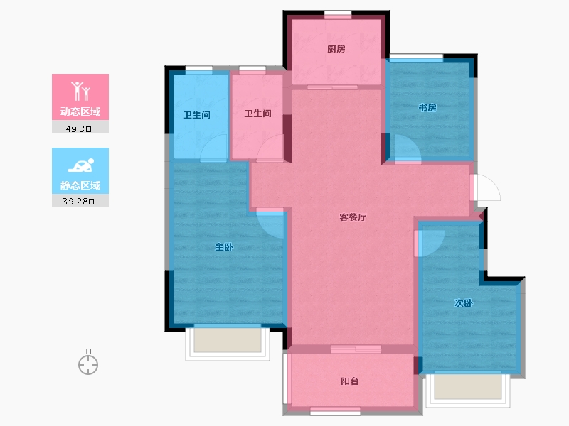 江苏省-南京市-禹洲金茂固城湖·金茂逸墅-78.41-户型库-动静分区