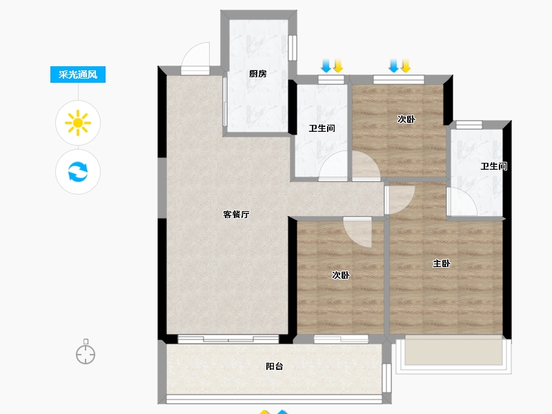 江苏省-南京市-江悦润府-71.70-户型库-采光通风