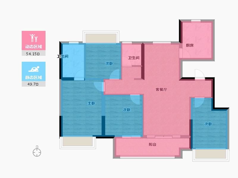 江苏省-南京市-滨江孔雀城-92.81-户型库-动静分区