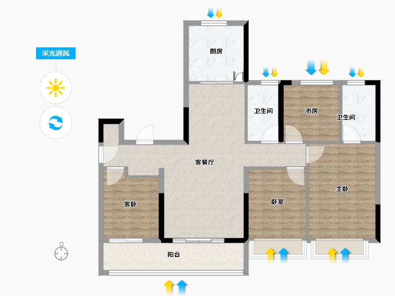 浙江省-杭州市-秦望府-114.40-户型库-采光通风