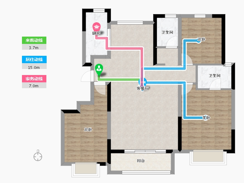 天津-天津市-新城·玺樾熙棠​-100.80-户型库-动静线