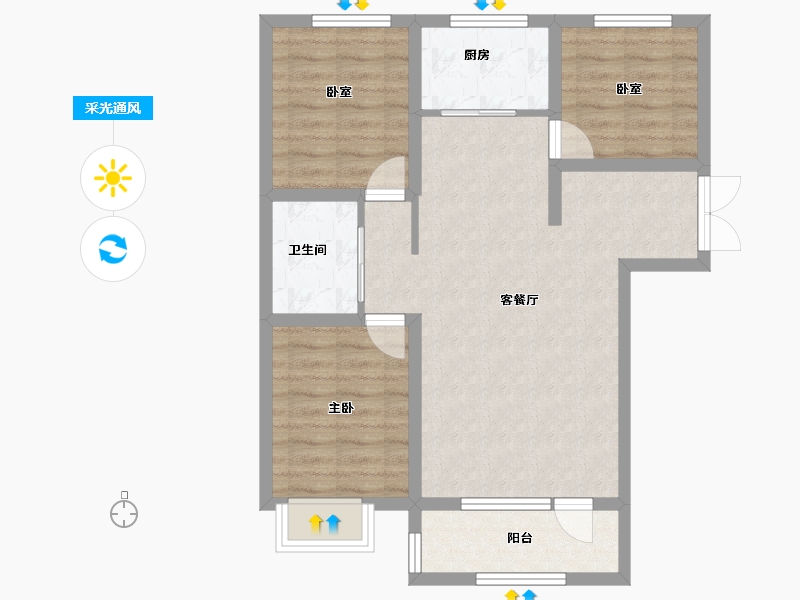 吉林省-长春市-御桂园咏椿-74.41-户型库-采光通风