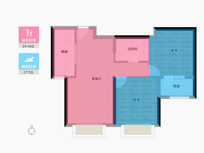 河北省-廊坊市-首开国风悦府-56.83-户型库-动静分区