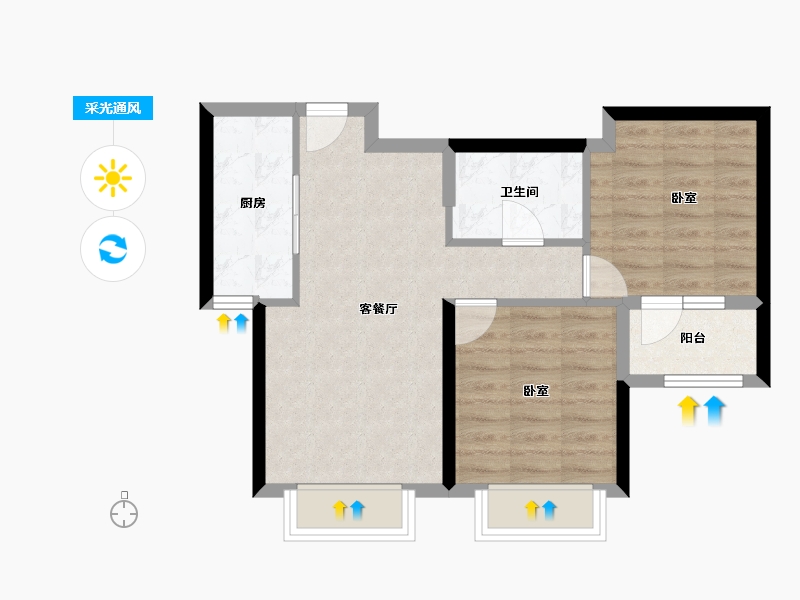 河北省-廊坊市-首开国风悦府-56.83-户型库-采光通风