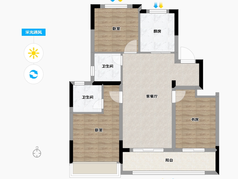 江苏省-南京市-龙湖天曜-81.00-户型库-采光通风