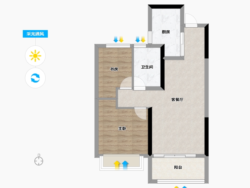 江苏省-南京市-紫樾府-59.58-户型库-采光通风