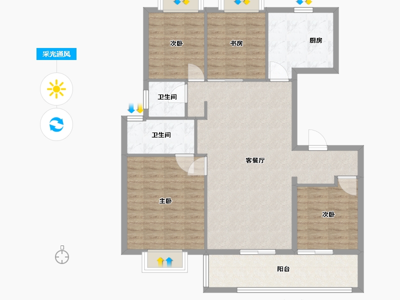 江苏省-南京市-平澜府-108.80-户型库-采光通风