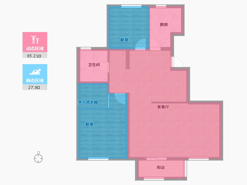 天津-天津市-北新玉龙湾-83.62-户型库-动静分区