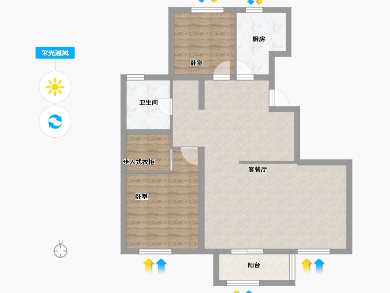 天津-天津市-北新玉龙湾-83.62-户型库-采光通风