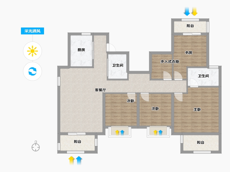 江苏省-南京市-平澜府-120.00-户型库-采光通风