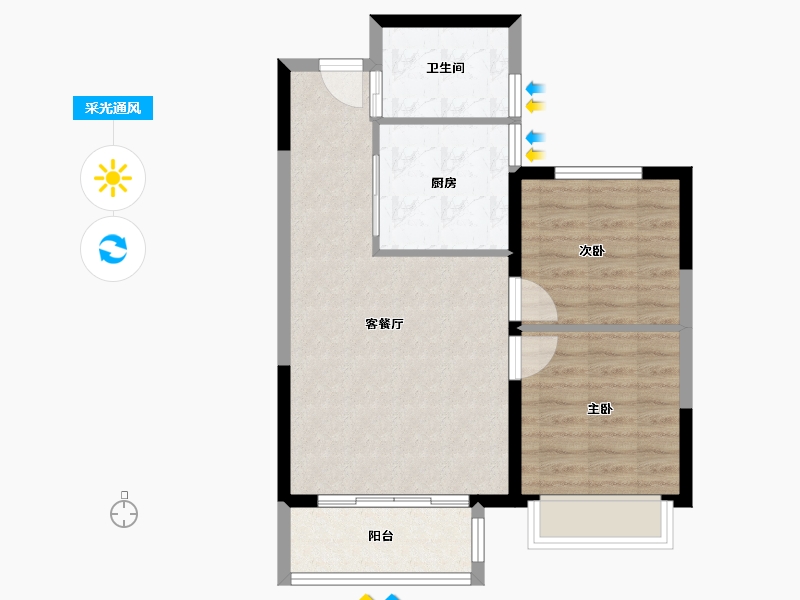 江苏省-南京市-滨江孔雀城-63.20-户型库-采光通风