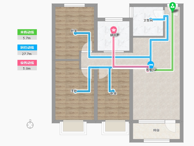 吉林省-长春市-龙翔御府二期-73.04-户型库-动静线