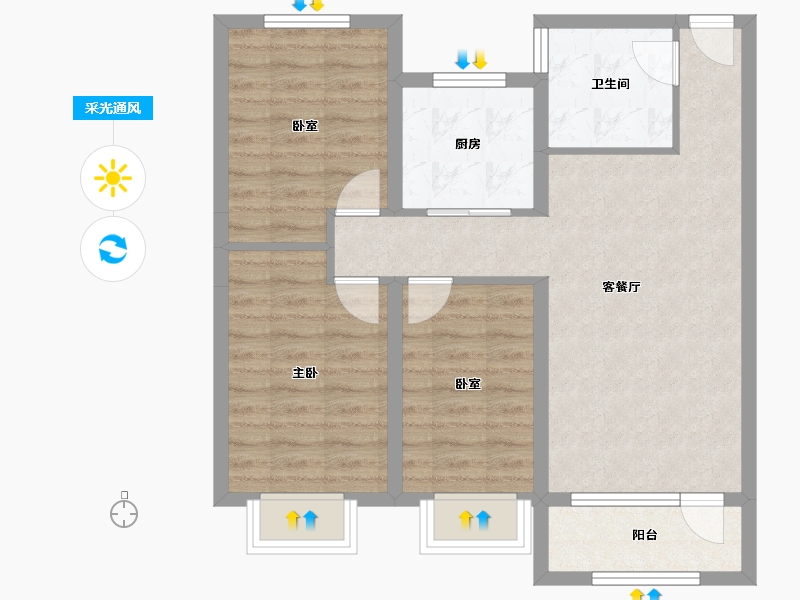 吉林省-长春市-龙翔御府二期-73.04-户型库-采光通风