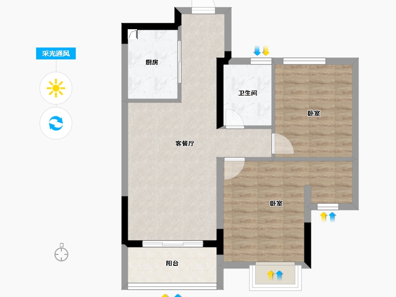 浙江省-杭州市-滨江大江之星-64.34-户型库-采光通风