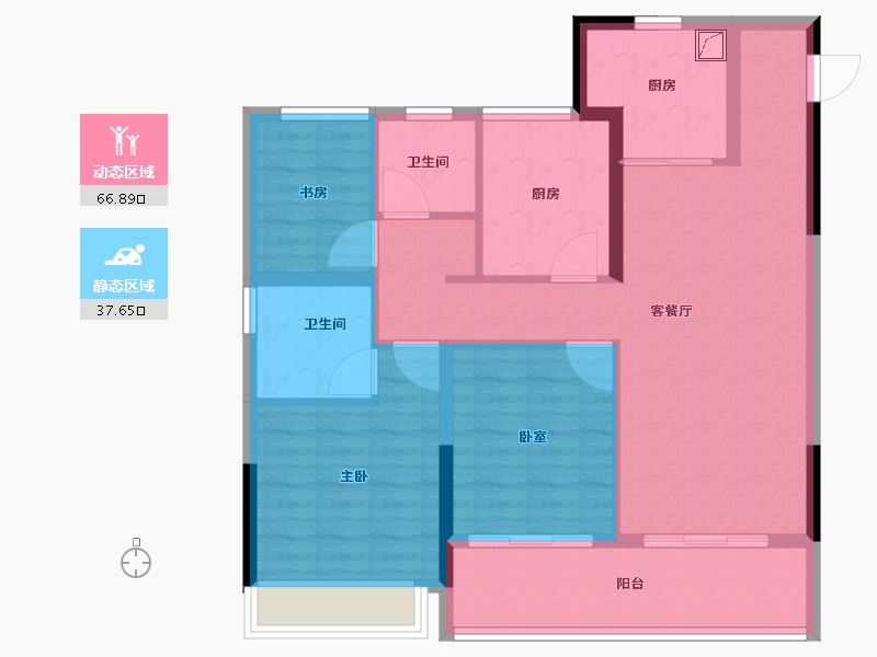 浙江省-杭州市-大华峰汇华城-93.60-户型库-动静分区