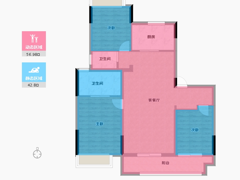 江苏省-南京市-印宸府-89.61-户型库-动静分区