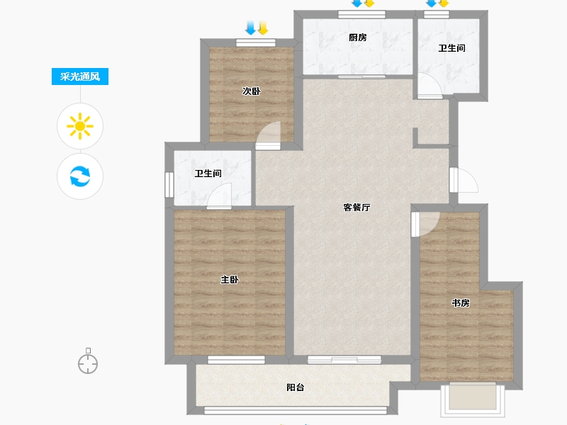 江苏省-南京市-睦水香邻-93.60-户型库-采光通风