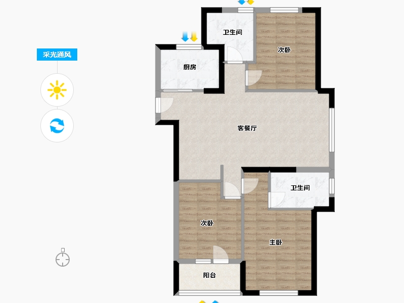 山东省-青岛市-理想之城-89.00-户型库-采光通风